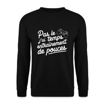 Keine Zeit, ich habe Gaming Geek-Geschenk - Unisex Pullover - Schwarz - Vorne - Alina (178cm) & Michal (187cm)