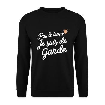 Keine Zeit, in der ich im Dienst bin Jobs Helden Humor - Unisex Pullover - Schwarz - Vorne - Alina (178cm) & Michal (187cm)