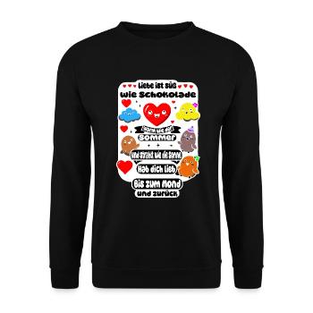 Love Is Sweet As Chocolate – Heartfelt Design - Unisex Sweatshirt - black - Front - Alina (178cm) & Michal (187cm)