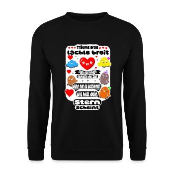 Träume groß – Lächle breit - Unisex Pullover - Schwarz - Vorne - Alina (178cm) & Michal (187cm)