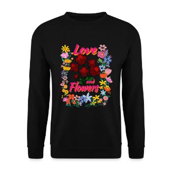 Love and Flowers Flowers Love Gift Valentinsta - Unisex Sweatshirt - black - Front - Alina (178cm) & Michal (187cm)