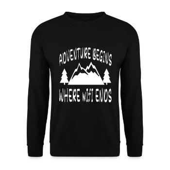 Abenteuer Outdoor Camping Natur Freiheit Wandern - Unisex Pullover - Schwarz - Vorne - Alina (178cm) & Michal (187cm)
