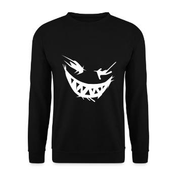 Halloween Gesicht zum fürchten - cooler Style - Unisex Pullover - Schwarz - Vorne - Alina (178cm) & Michal (187cm)