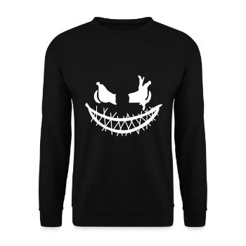Halloween Gesicht zum fürchten - cooler Style - Unisex Pullover - Schwarz - Vorne - Alina (178cm) & Michal (187cm)