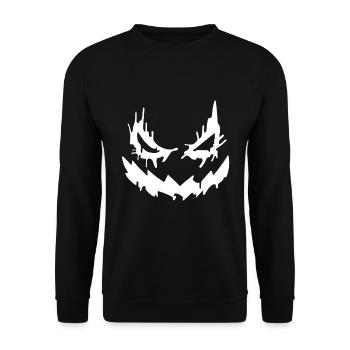 Halloween Gesicht zum fürchten - cooler Style - Unisex Pullover - Schwarz - Vorne - Alina (178cm) & Michal (187cm)