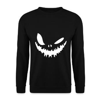 Halloween Gesicht zum fürchten - cooler Style - Unisex Pullover - Schwarz - Vorne - Alina (178cm) & Michal (187cm)