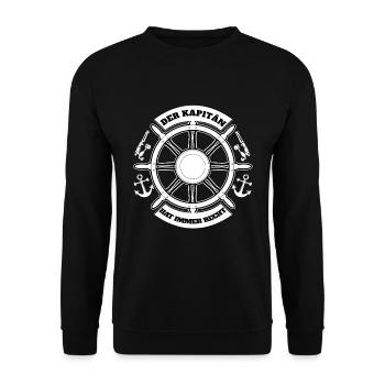 Captain Boat Ship Saying Sea Anchor Steering Wheel - Unisex Sweatshirt - black - Front - Alina (178cm) & Michal (187cm)