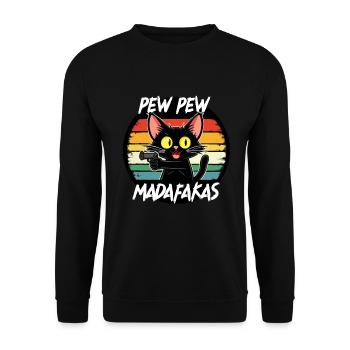 Pew Pew Cat Drôle de chat - Sweat-shirt Unisexe - noir - Devant - Alina (178cm) & Michal (187cm)
