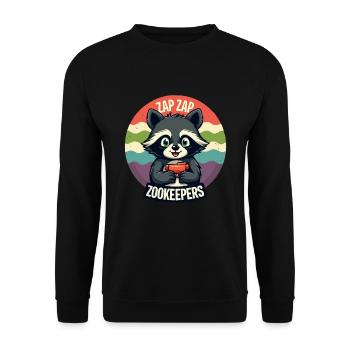 Zap Zap Zookeepers Raccoon Funny Cat - Unisex Sweatshirt - black - Front - Alina (178cm) & Michal (187cm)