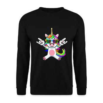 Unicorn Mythical Creature Party Cute Animal Colorful Kids - Unisex Sweatshirt - black - Front - Alina (178cm) & Michal (187cm)