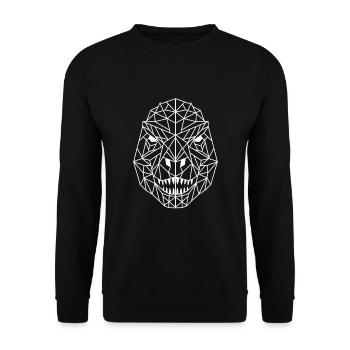 T-Rex Kopf Geometrisch Linienzeichnung - Unisex Pullover - Schwarz - Vorne - Alina (178cm) & Michal (187cm)