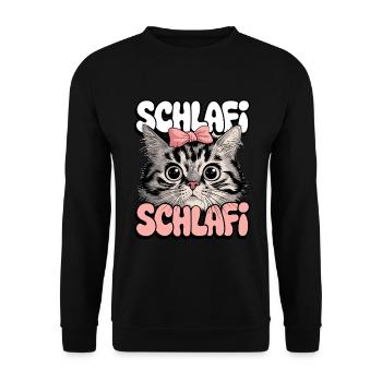 Cat Sleep Shirt Cute Gift Cat - Unisex Sweatshirt - black - Front - Alina (178cm) & Michal (187cm)