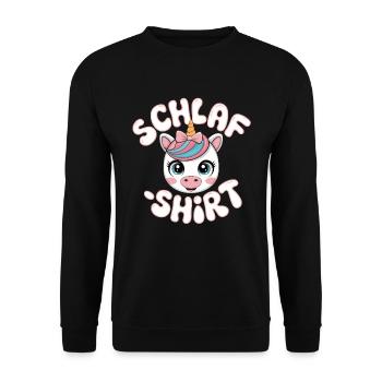 Einhorn Schlafshirt Unicorn Tier Geschenk - Unisex Pullover - Schwarz - Vorne - Alina (178cm) & Michal (187cm)