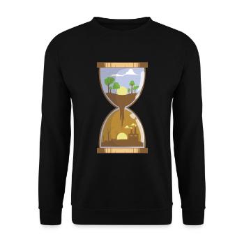 Sanduhr / Umweltverschmutzung / Naturschutz - Unisex Pullover - Schwarz - Vorne - Alina (178cm) & Michal (187cm)