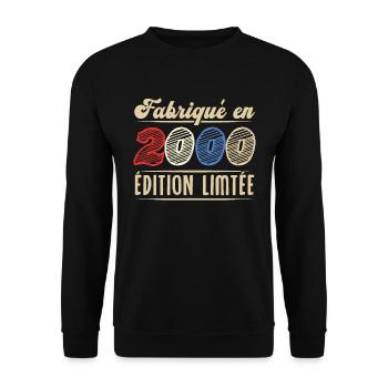 Fabriqué en 2000, Vintage cadeau d'anniversaire - Sweat-shirt Unisexe - noir - Devant - Alina (178cm) & Michal (187cm)