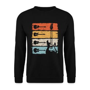 Guitar Retro Electric Guitar Guitarist - Unisex Sweatshirt - black - Front - Alina (178cm) & Michal (187cm)