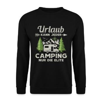 Camping Urlaub Wohnmobil Camper - Unisex Pullover - Schwarz - Vorne - Alina (178cm) & Michal (187cm)
