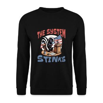 Politics system stinks - Unisex Sweatshirt - black - Front - Alina (178cm) & Michal (187cm)