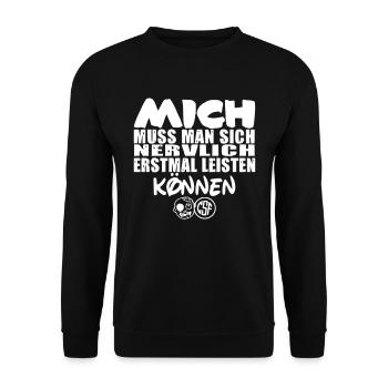 Mich muss man sich nervlich erstmal leisten können - Unisex Pullover - Schwarz - Vorne - Alina (178cm) & Michal (187cm)