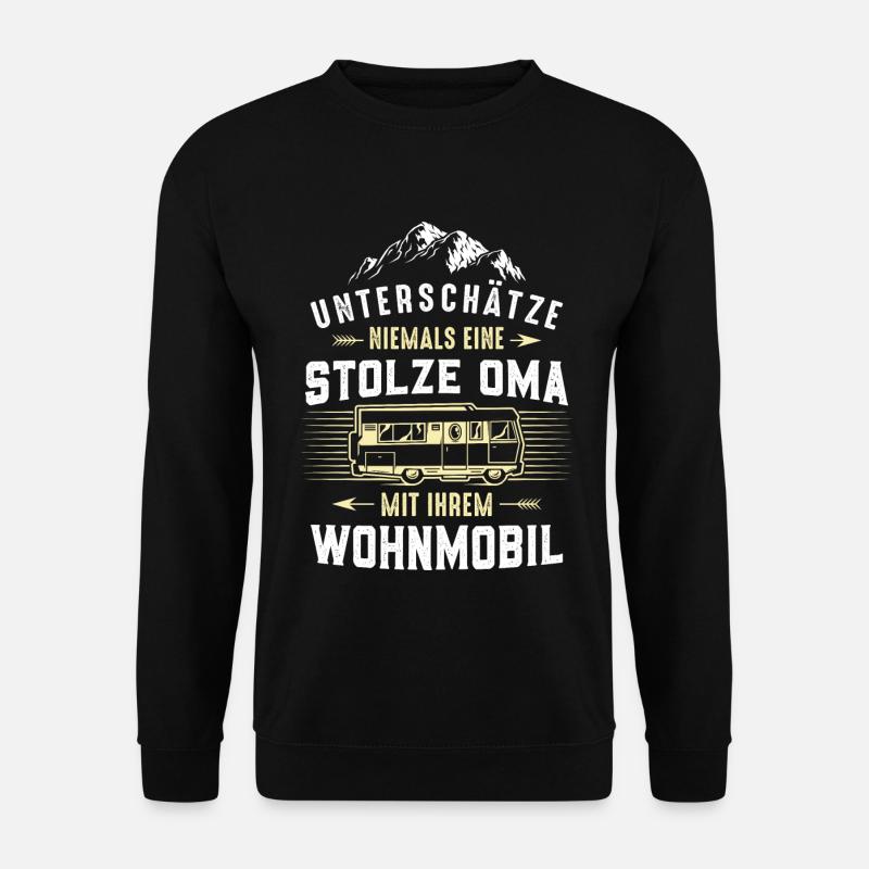 Stolze Oma mit Wohnmobil - Unisex Pullover - Schwarz