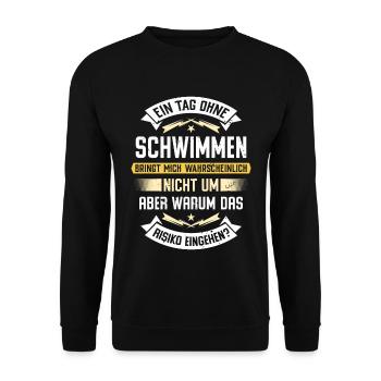 A day without swimming doesn't kill me... - Unisex Sweatshirt - black - Front - Alina (178cm) & Michal (187cm)