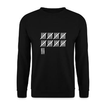 43 Geburtstag Strichliste - 43 Jahre alt - Unisex Pullover - Schwarz - Vorne - Alina (178cm) & Michal (187cm)