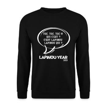 bonne année, happy new year, 2023 - Sweat-shirt Unisexe - noir - Devant - Alina (178cm) & Michal (187cm)