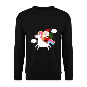 Idée de cadeau d'hiver sucrée Père Noël Licorne - Sweat-shirt Unisexe - noir - Devant - Alina (178cm) & Michal (187cm)
