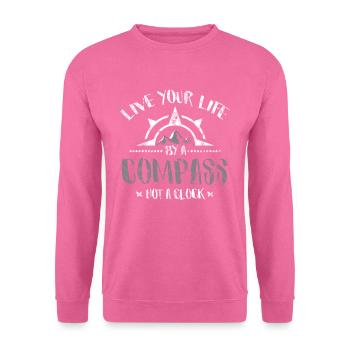 Leben Kompass Reisen Wandern Reise Geschenk - Unisex Pullover - Pink - Vorne