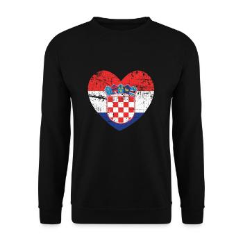 Kroatien Hrvatska Kroate Kroatin Kroatisch Kroaten - Unisex Pullover - Schwarz - Vorne - Alina (178cm) & Michal (187cm)