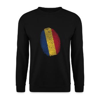 Romania Romanian fingerprint Romanian flag - Unisex Sweatshirt - black - Front - Alina (178cm) & Michal (187cm)