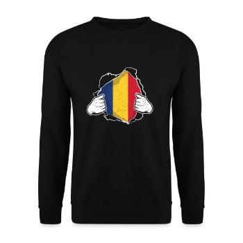 Romania Romanian Romanian flag - Unisex Sweatshirt - black - Front - Alina (178cm) & Michal (187cm)