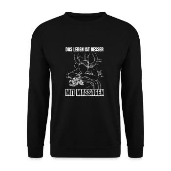 Masseur Massagetherapie Massieren Berufssadis - Unisex Pullover - Schwarz - Vorne - Alina (178cm) & Michal (187cm)