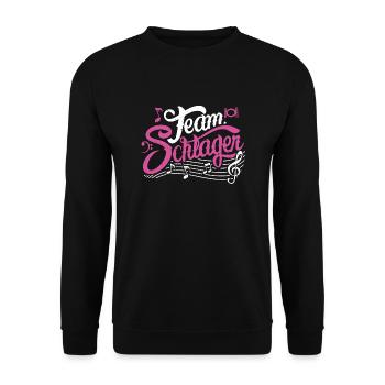 Team Schlager Schlagermusik Schlagerparty Zeltfest - Unisex Pullover - Schwarz - Vorne - Alina (178cm) & Michal (187cm)