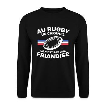 Au Rugby Un Caramel C'est Pas Une Friandise - Sweat-shirt Unisexe - noir - Devant - Alina (178cm) & Michal (187cm)