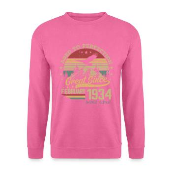 90 years old Aged to Perfection born in February 1934 - Unisex Sweatshirt - pink - Front