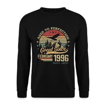 28 years old Aged to Perfection born in February 1996 - Unisex Sweatshirt - black - Front - Alina (178cm) & Michal (187cm)