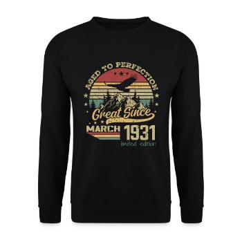 93 years old Aged to perfection born in March 1931 - Unisex Sweatshirt - black - Front - Alina (178cm) & Michal (187cm)