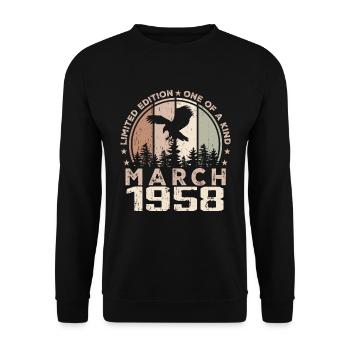 Incomparable since March 1958, 66th Anniversary - Unisex Sweatshirt - black - Front - Alina (178cm) & Michal (187cm)