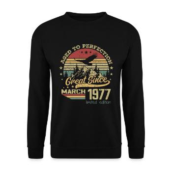 47 years old Aged to Perfection born in March 1977 - Unisex Sweatshirt - black - Front - Alina (178cm) & Michal (187cm)