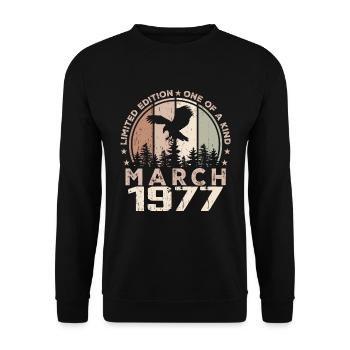 Incomparable since March 1977, 47th Anniversary - Unisex Sweatshirt - black - Front - Alina (178cm) & Michal (187cm)