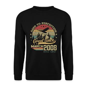 16 years old Aged to Perfection born in March 2008 - Unisex Sweatshirt - black - Front - Alina (178cm) & Michal (187cm)