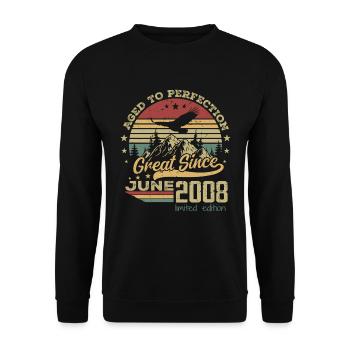 16 years old Aged to Perfection born in June 2008 - Unisex Sweatshirt - black - Front - Alina (178cm) & Michal (187cm)