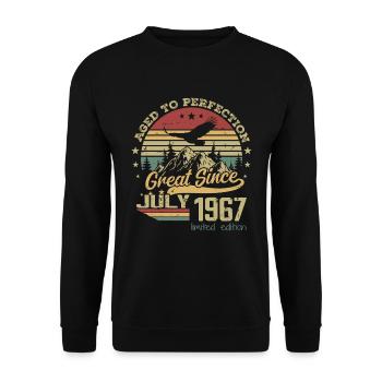 57 years old Aged to Perfection born in July 1967 - Unisex Sweatshirt - black - Front - Alina (178cm) & Michal (187cm)