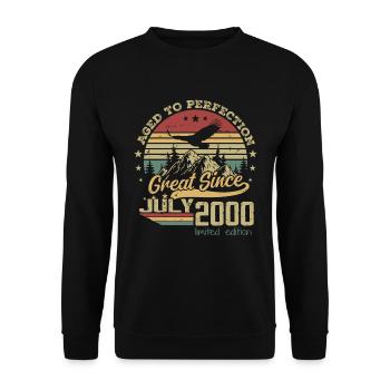 24 years old Aged to Perfection born in July 2000 - Unisex Sweatshirt - black - Front - Alina (178cm) & Michal (187cm)