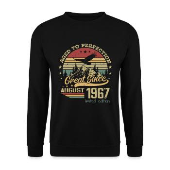 57 years old Aged to Perfection born in August 1967 - Unisex Sweatshirt - black - Front - Alina (178cm) & Michal (187cm)