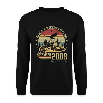 16 years Old Aged to Perfection born: November 2008 - Unisex Sweatshirt - black - Front - Alina (178cm) & Michal (187cm)
