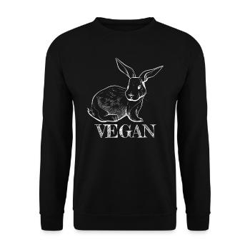 Cool Bunny Vegan Gifts for vegans Vegan Rabbit - Unisex Sweatshirt - black - Front - Alina (178cm) & Michal (187cm)