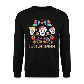 Calavera Day of The Dead Sugar Skull cadeau coloré - Sweat-shirt Unisexe - noir - Devant - Alina (178cm) & Michal (187cm)