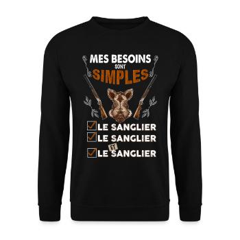 Chasse sanglier humour chasseur - Sweat-shirt Unisexe - noir - Devant - Alina (178cm) & Michal (187cm)